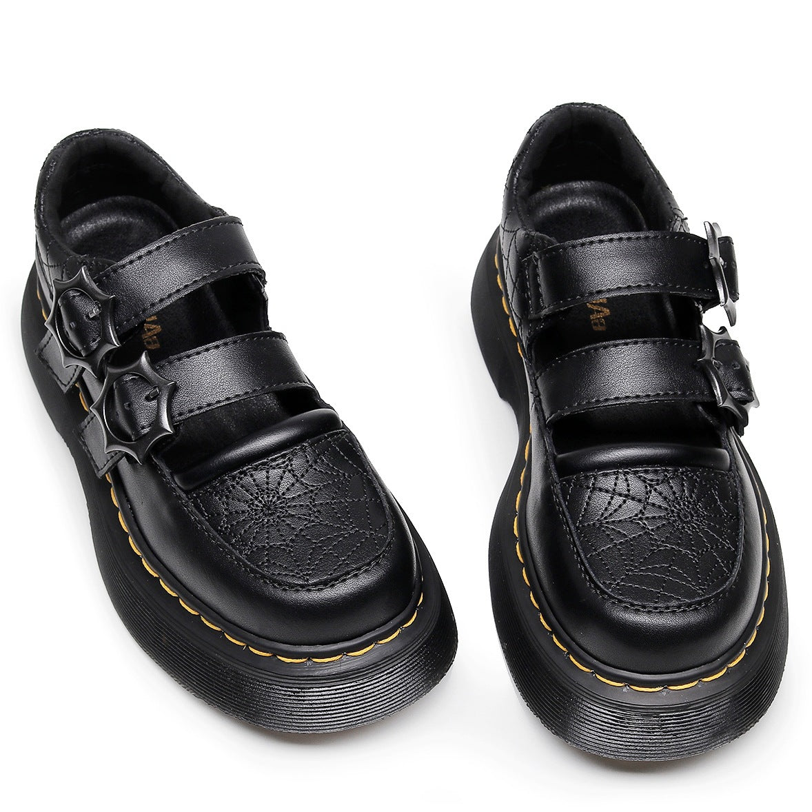 Embroidered flower thick sole double buckle belt Mary Jane women's shoes genuine leather low top small leather shoes British fashion student sponge sole 5 pieces