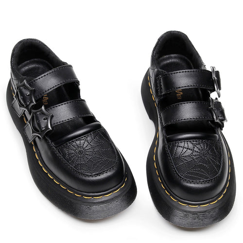 Embroidered flower thick sole double buckle belt Mary Jane women's shoes genuine leather low top small leather shoes British fashion student sponge sole 5 pieces
