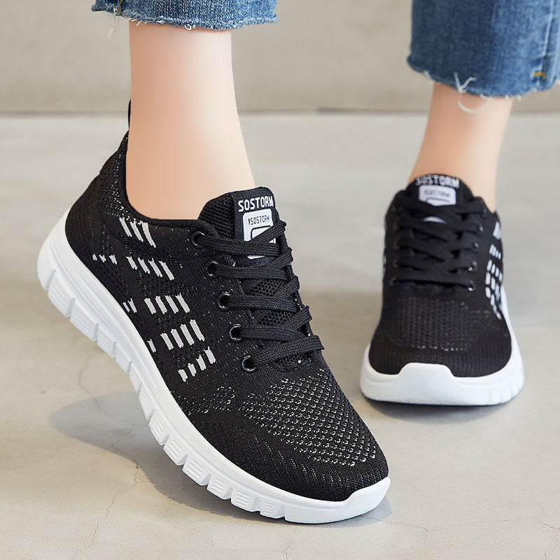Women's shoes, sports shoes, soft sole, not tiring feet, mom's shoes, fly woven breathable mesh shoes, casual single shoes, 5 pieces