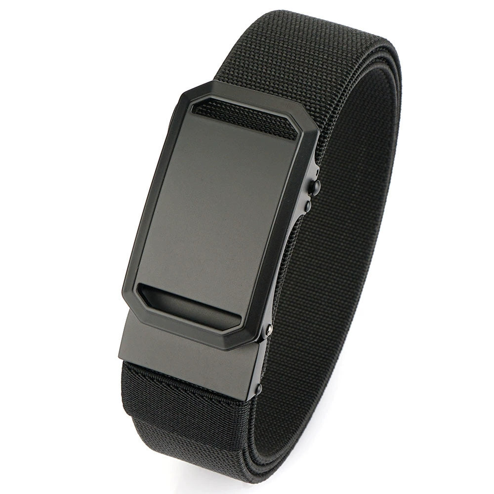 New men's automatic buckle elastic nylon outdoor belt, versatile for business and leisure, simple woven jeans belt, 5 pieces