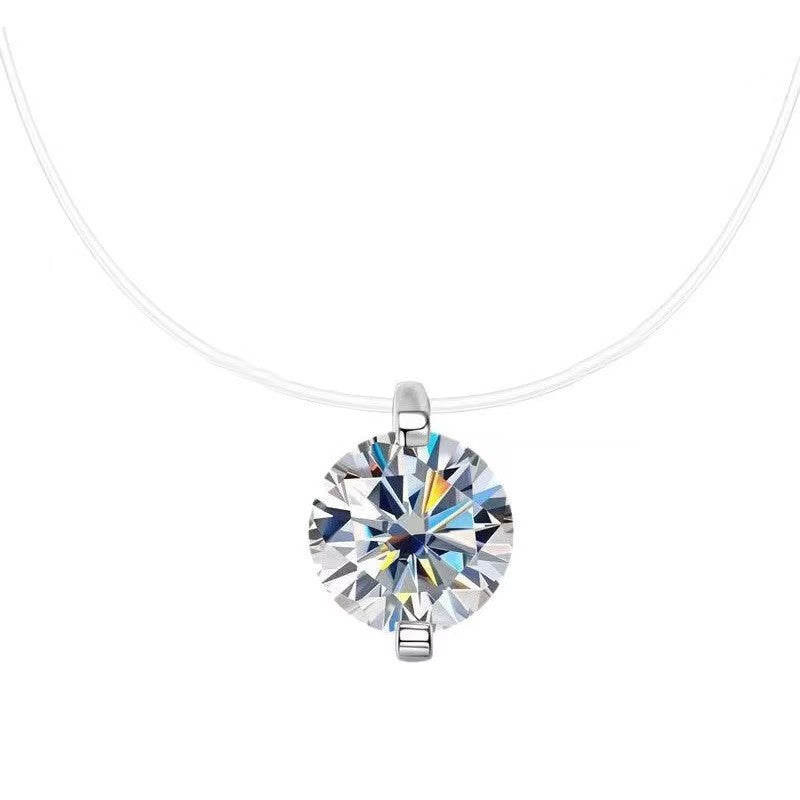 Popular s925 mermaid tears moissanite necklace with high-end feel, transparent fishing line, invisible and simple collarbone chain, 5 pieces