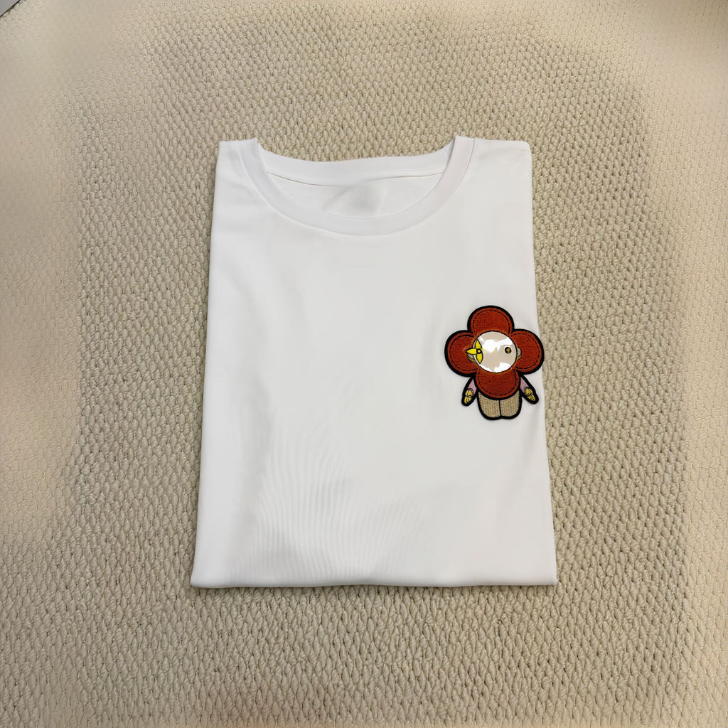 L Home Embroidery Sunflower High Quality Short Sleeve 26ss New Cartoon Style In Stock Men's and Women's Same Style 5pcs