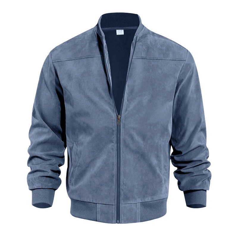 Hot selling men's suede jacket autumn and winter fashionable casual zipper cardigan long sleeved baseball jacket 5 pieces