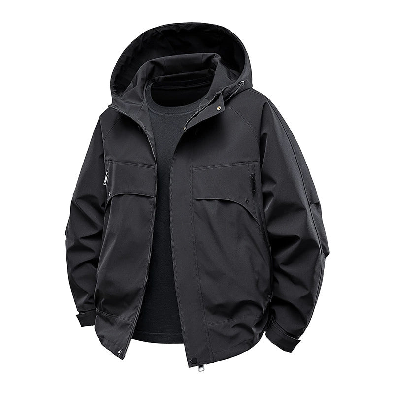 Hooded workwear, assault jacket, men's 2025 spring new style, trendy brand youth jacket, loose spring and autumn style, 5 pieces