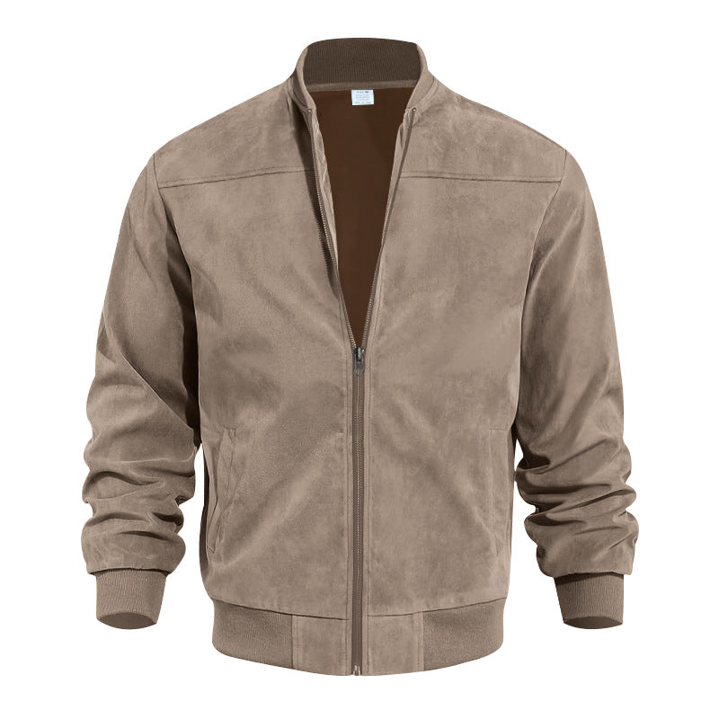 Hot selling men's suede jacket autumn and winter fashionable casual zipper cardigan long sleeved baseball jacket 5 pieces