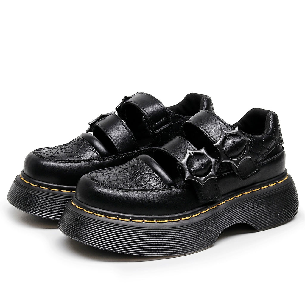 Embroidered flower thick sole double buckle belt Mary Jane women's shoes genuine leather low top small leather shoes British fashion student sponge sole 5 pieces