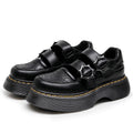 Embroidered flower thick sole double buckle belt Mary Jane women's shoes genuine leather low top small leather shoes British fashion student sponge sole 5 pieces