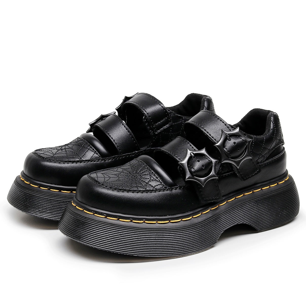 Embroidered flower thick sole double buckle belt Mary Jane women's shoes genuine leather low top small leather shoes British fashion student sponge sole 5 pieces
