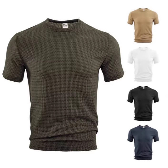 New Summer New Men's Short Sleeve Versatile Breathable Slimming Top Men's Running Sports T-shirt 5pcs