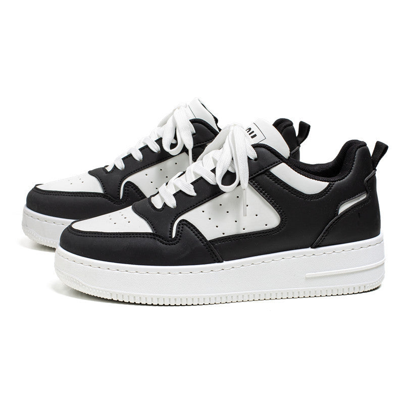 Men's shoes, spring breathable white shoes, versatile for male students, thick soled sports and casual low top board shoes, men's moral training shoes, men's 5 pieces